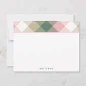 エレガントピンクジオメトパーソナライズされたリックフラットノートカード ノートカード (正面)