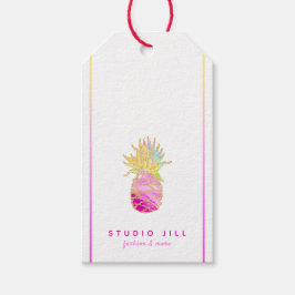 エレガントピンクスと金ゴールドのパイナップル ギフトタグ
