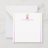 エレガントピンクスと金ゴールドのパイナップル ノートカード (正面)