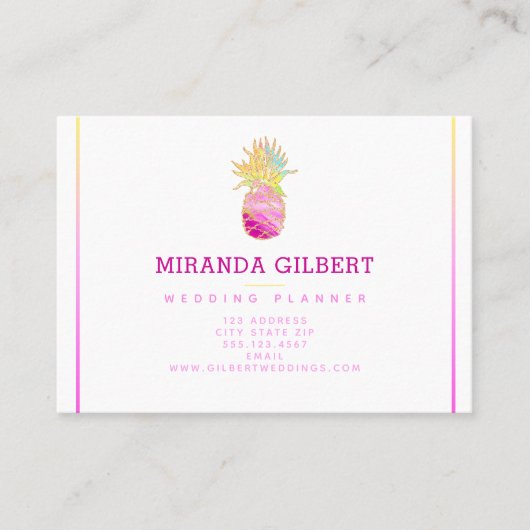 エレガントピンクスと金ゴールドのパイナップル 名刺 (正面)
