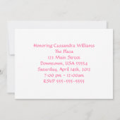 エレガントピンクダマスク&ダイヤモンドクラウンSweet sixteen 招待状 (裏面)