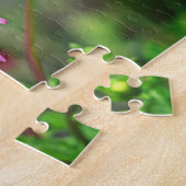 エレガントピンクダリアガーデンフラワーやる気を起こさせる ジグソーパズル (側面)