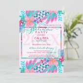 エレガントピンクティール(緑がかった色)絵を描花葉卒業 招待状 (スタンド正面)