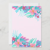 エレガントピンクティール（緑がかった色）絵を描花離れ誕生日 招待状 (裏面)