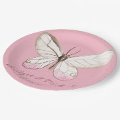 エレガントピンクパーソナライズされたバ結婚チョウ ペーパープレート (アングル)