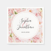 エレガントピンクパーソナライズされたロ結婚ス スタンダードカクテルナプキン (正面)