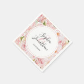エレガントピンクパーソナライズされたロ結婚ス スタンダードカクテルナプキン (角)