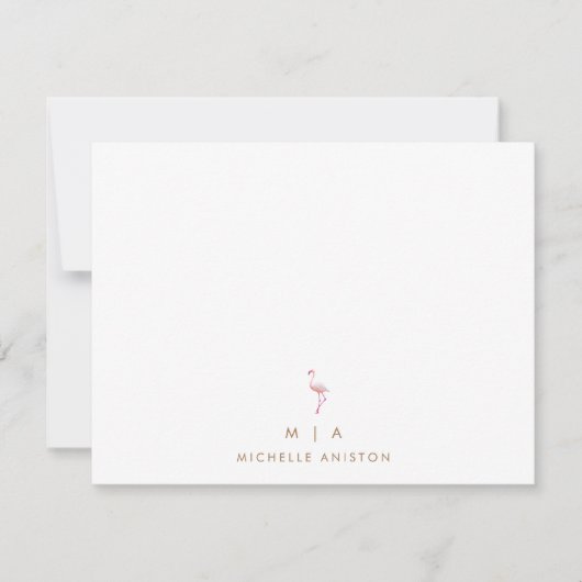 エレガントピンクフラミンゴモダンミニマリスト ノートカード (正面)
