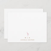 エレガントピンクフラミンゴモダンミニマリスト ノートカード (正面/裏面)