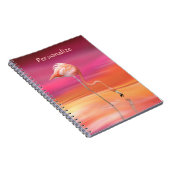 エレガントピンクフラミンゴ水彩画パーソナライズされた画 ノートブック (右側)