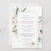 エレガントピンクフローラお祝い 招待状 (正面)