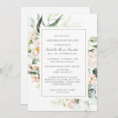 エレガントピンクフローラお祝い 招待状 (正面/裏面)