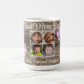 エレガントピンクフローラパーソナライズされた4枚 コーヒーマグカップ (中央)