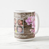 エレガントピンクフローラパーソナライズされた4枚 コーヒーマグカップ (正面右)