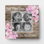 エレガントピンクフローラパーソナライズされた4枚 フォトプラーク (正面)
