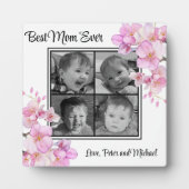 エレガントピンクフローラパーソナライズされた4枚 フォトプラーク (正面)