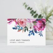エレガントピンクフローラモダン結婚の サンキューカード (スタンド正面)