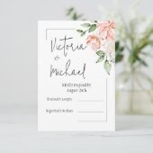 エレガントピンクフローラモダン結婚の 出欠カード (スタンド正面)