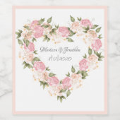 エレガントピンクフローラ水カスタマイズ結婚色 ワインラベル (シングルラベル)