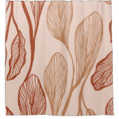 エレガントピンクブラウン抽象芸術葉ラインアート シャワーカーテン (正面)