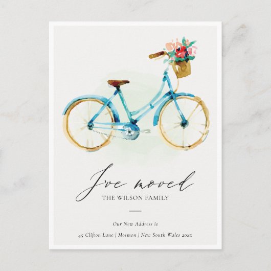 エレガントピンクブルー黄色フローラサイクル移動 ポストカード (正面)