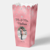 エレガントピンクホイル&ダイヤモンド結婚のポップコーン フェイバーボックス (正面)