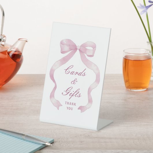 エレガントピンクボウカード&ギフト 台座サイン (インサイチュ)