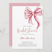 エレガントピンクボウガーリーブライダルシャワーパーティー 招待状 (正面/裏面)