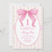 エレガントピンクボウファンシーワンラブシャック1歳 招待状 (正面)
