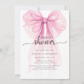 エレガントピンクボウミニマルブライダルシャワー招待 招待状 (正面)
