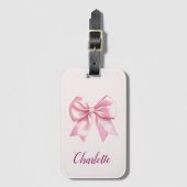 エレガントピンクボウ名パーソナライズされたラゲッジタグ ラゲッジタグ (正面縦)