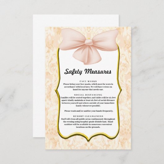 エレガントピンクボウ結婚の安全対策 エンクロージャーカード (正面/裏面)