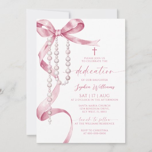 エレガントピンクボウ&ロザリオ献身 招待状 (正面)