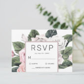 エレガントピンクマウヴバラフローラウォーター結婚カラー 出欠カード (スタンド正面)