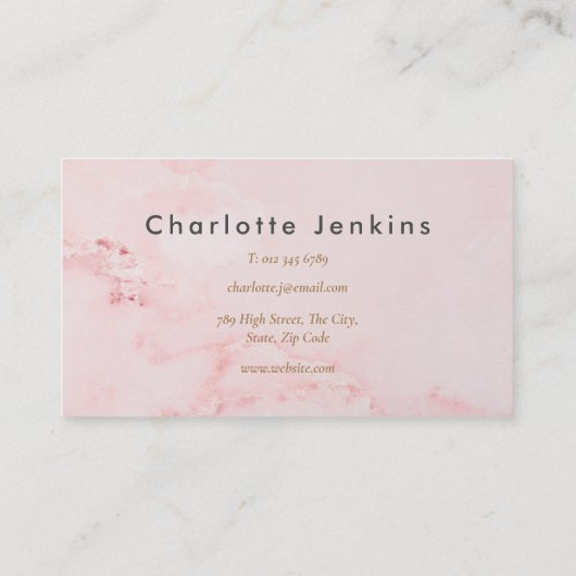 エレガントピンクマーブル転がのピンベーカリーパティシエ 名刺 (裏面)