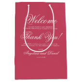 エレガントピンクミニマ結婚リスト ミディアムペーパーバッグ (正面)