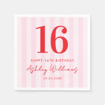 エレガントピンクモダンレッド16誕生日