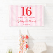 エレガントピンクモダンレッド16誕生日 横断幕 (インサイチュ)