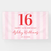 エレガントピンクモダンレッド16誕生日 横断幕 (横)