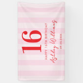 エレガントピンクモダンレッド16誕生日 横断幕 (縦)