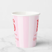エレガントピンクモダンレッド16誕生日 紙コップ (左)