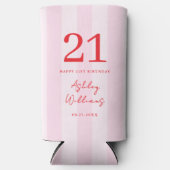 エレガントピンクモダンレッド21歳 スリム缶クーラー (正面)