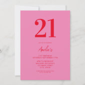 エレガントピンクモダンレッド21歳 招待状 (正面)