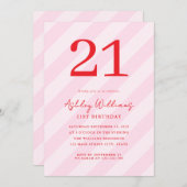 エレガントピンクモダンレッド21歳 招待状 (正面/裏面)