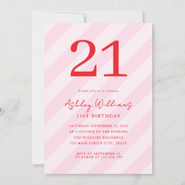 エレガントピンクモダンレッド21歳 招待状