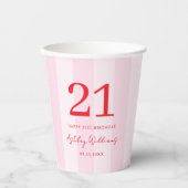 エレガントピンクモダンレッド21歳 紙コップ (正面)