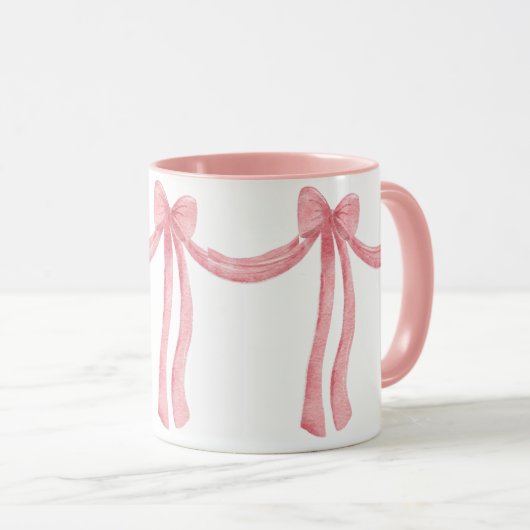エレガントピンクリボンサテンかわいらしの外観 マグカップ (正面右)
