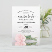 エレガントピンクロスペインのーズヌエストラ結婚ボーダ 招待状 (スタンド正面)