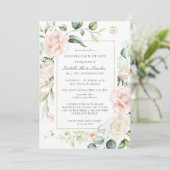 エレガントピンクローズフローラお祝い 招待状 (スタンド正面)