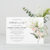 エレガントピンクローズフローラお祝い 招待状 (スタンド正面)